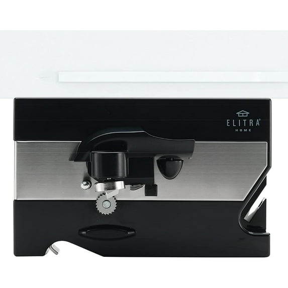 Elitra 3 in 1 Under the Cabinet Electric Can Opener, Blade Sharpener, Bottle Opener, Under The Counter Mount, For Large And Small Cans, Black And Silver