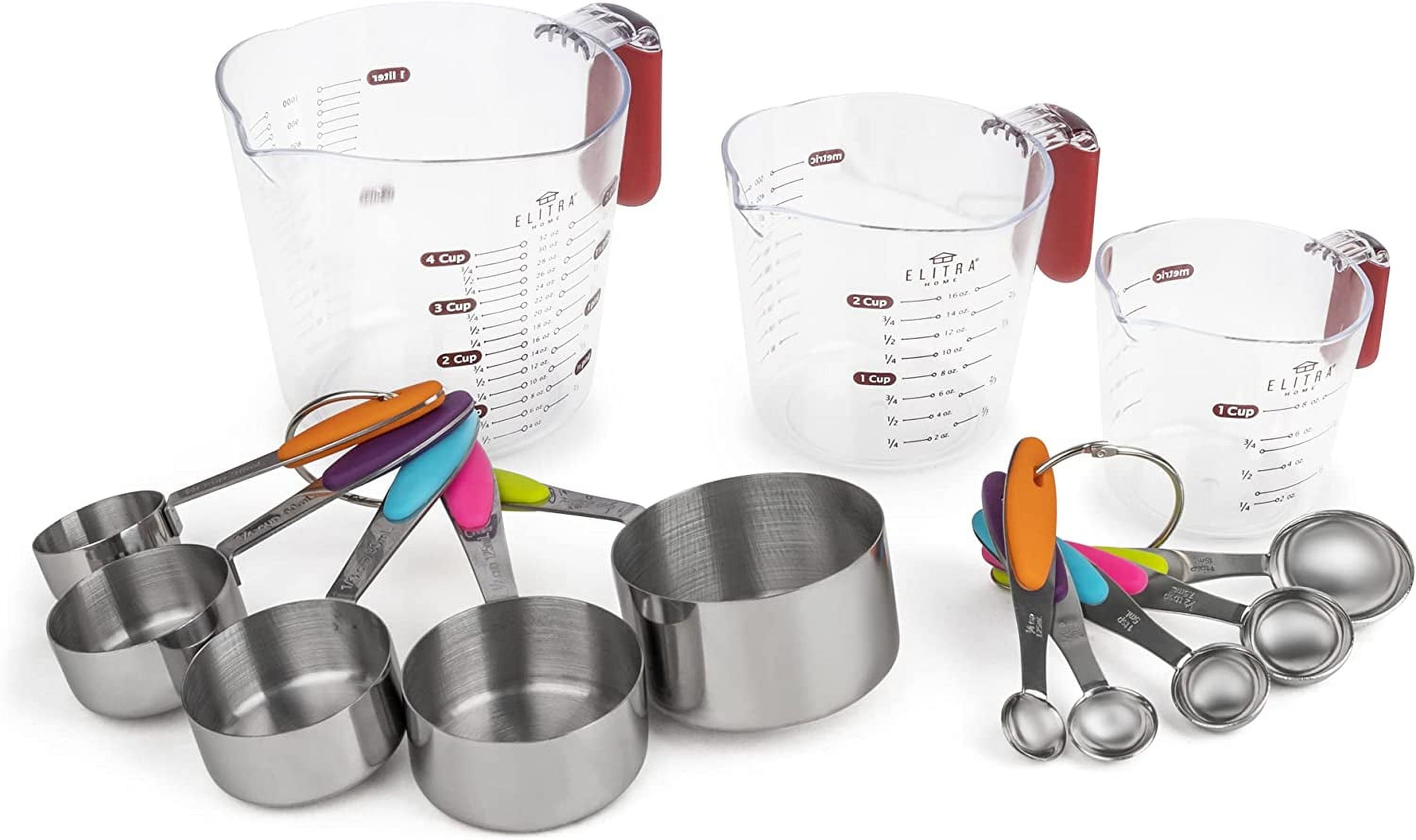 13-Piece Stainless Steel and Plastic Measuring Cups and Spoons Set