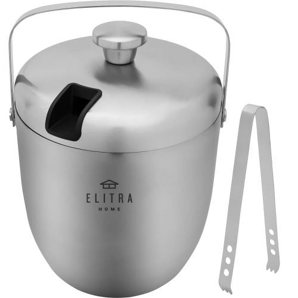 Elitra Home Stainless Steel Ice Bucket & Wine Chiller with Tongs & Lid