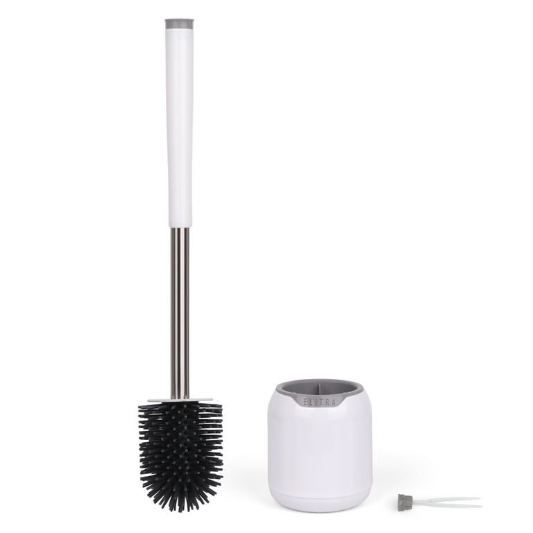Elitra Silicone Bristles Toilet Brush And Holder Set with Tweezers