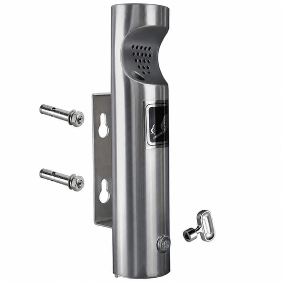Elitra Wall Mounted Outdoor Stainless Steel Cigarette Butt Receptacle, Silver