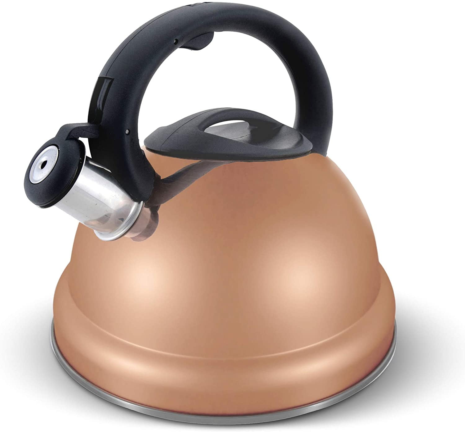 Elitra Home Stove Top Whistling Fancy Tea Kettle - Stainless Steel Tea Pot with Ergonomic Handle - 2.7 Quart / 2.6 Liter,Black