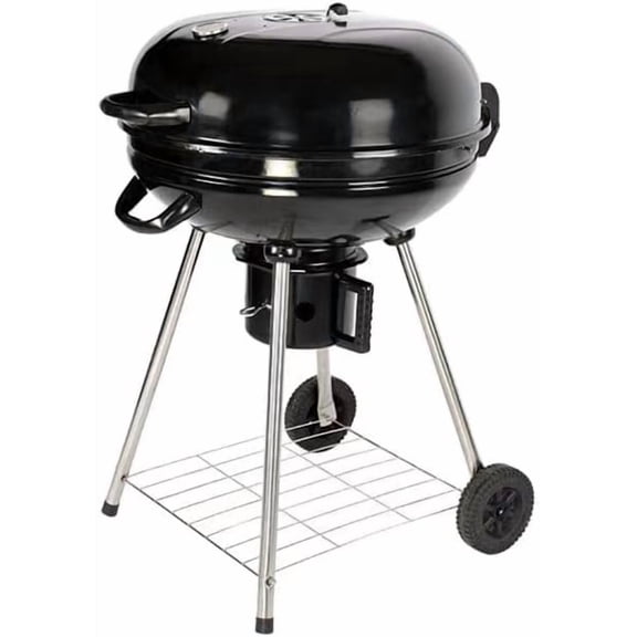 Elitzia 22" Portable Charcoal Grill with Wheels Kettle Outdoor Barbecue Grilling Vertical Camping Backyard Patio Garden Round Charcoal BBQ Grill for Outdoor Cooking Barbecue Camping Picnics ETBBQ01
