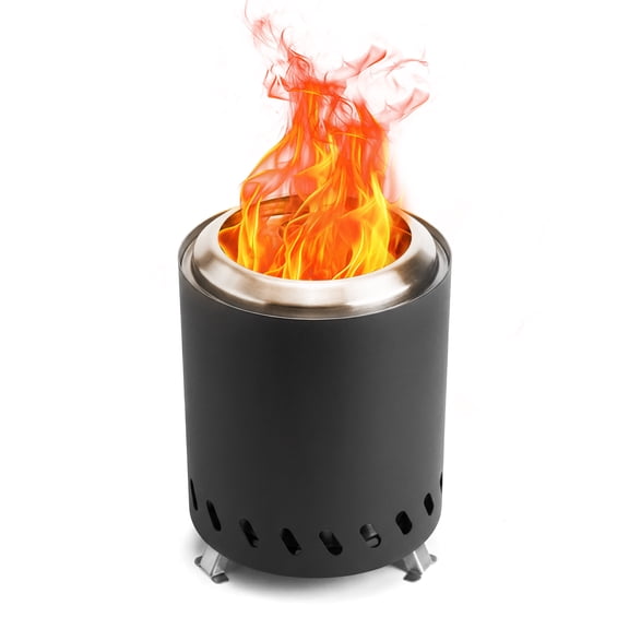 Elitzia 5.7 Inch Smokeless Tabletop Fire Pit Portable Stainless Steel Camping Stove with Foldable Stand Low Smoke Design Dual Fuel for Outdoor Patio Backyard Fuel Cup Ash Tool Carry Bag Included