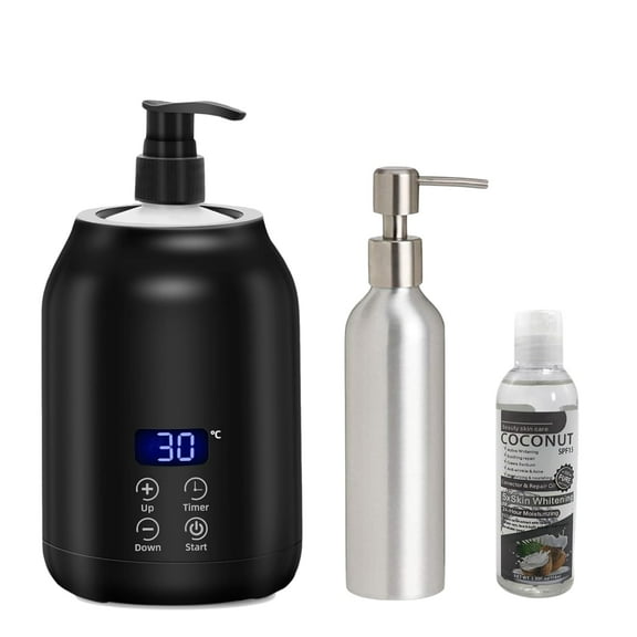 Elitzia Massage Oil Warmer Smart Touch Control Lotion Warmer Dispenser Adjustable Temperature 86F-149F with Metal Plastic Dual Pump Bottles Heated Lotion Dispenser for Salon Spa ETLB01 (Black)