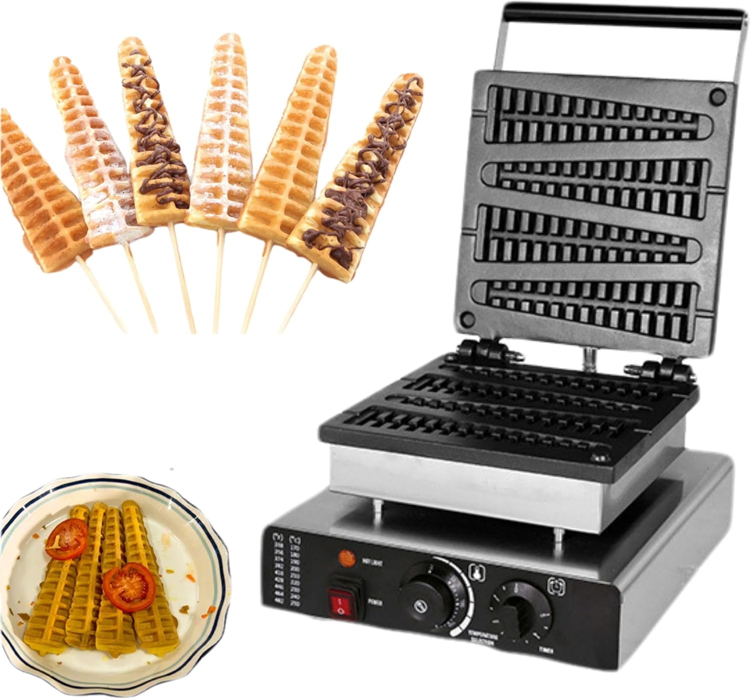 Elitzia Pine Tree Waffle Maker Iron Cast Pan Nonstick Commercial Waffle Baker Machine Double Sided Heating for Delicious Treats TRPWF6