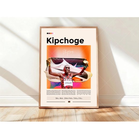 Eliud Kipchoge Art Marathon World Record Art Running Gifts Runner Wall Art Sports Bedroom Arts, Unframed Poster