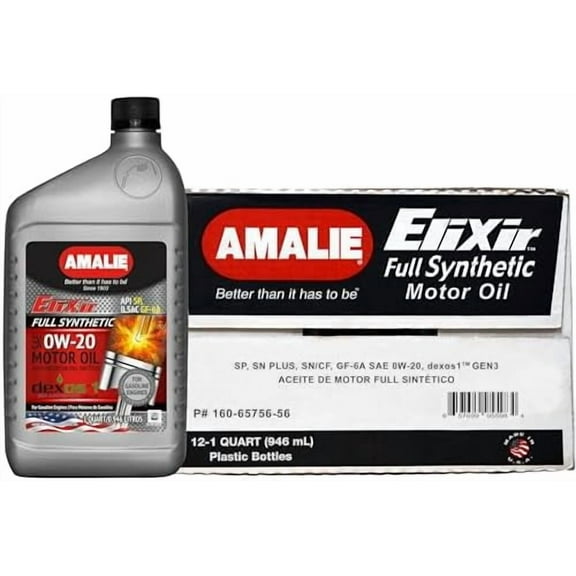 Elixir 0W-20 dexos1 Full Synthetic Motor Oil (160-65756-56) 1 Quart Bottle, Pack of 12