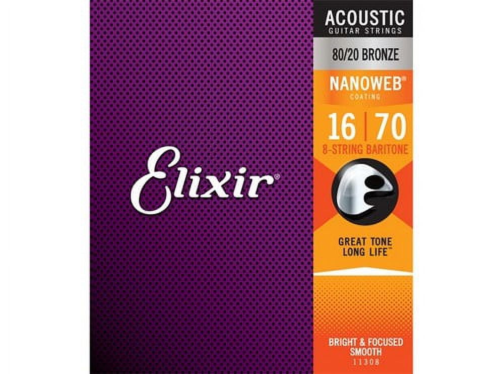 Elixir 11308 Acoustic Baritone Guitar 8-String, .016 - .070
