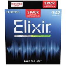 Elixir 16571 OPTIWEB Electric Guitar Strings Light .009-.042 (3 Pack 19002)