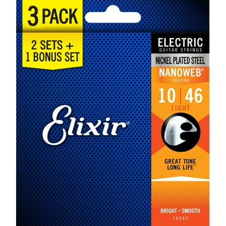 Elixir 3 FOR 2 SALE Electric Nickel Plated Steel with NANOWEB Coating Light 10-46