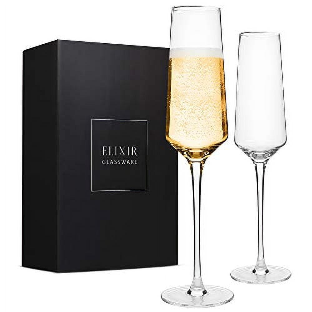 Elegant Clear Crystal Champagne Flutes Set of 2