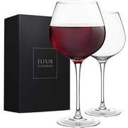 Elixir Glassware Red Wine Glasses – Large, Hand Blown – Set of 2 Long, Party Premium Crystal, 22 oz, Clear