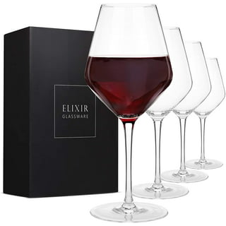 JoyJolt Layla Red Wine Glasses 16.9 oz. Set of 4 European Crystal Stemmed  Glass