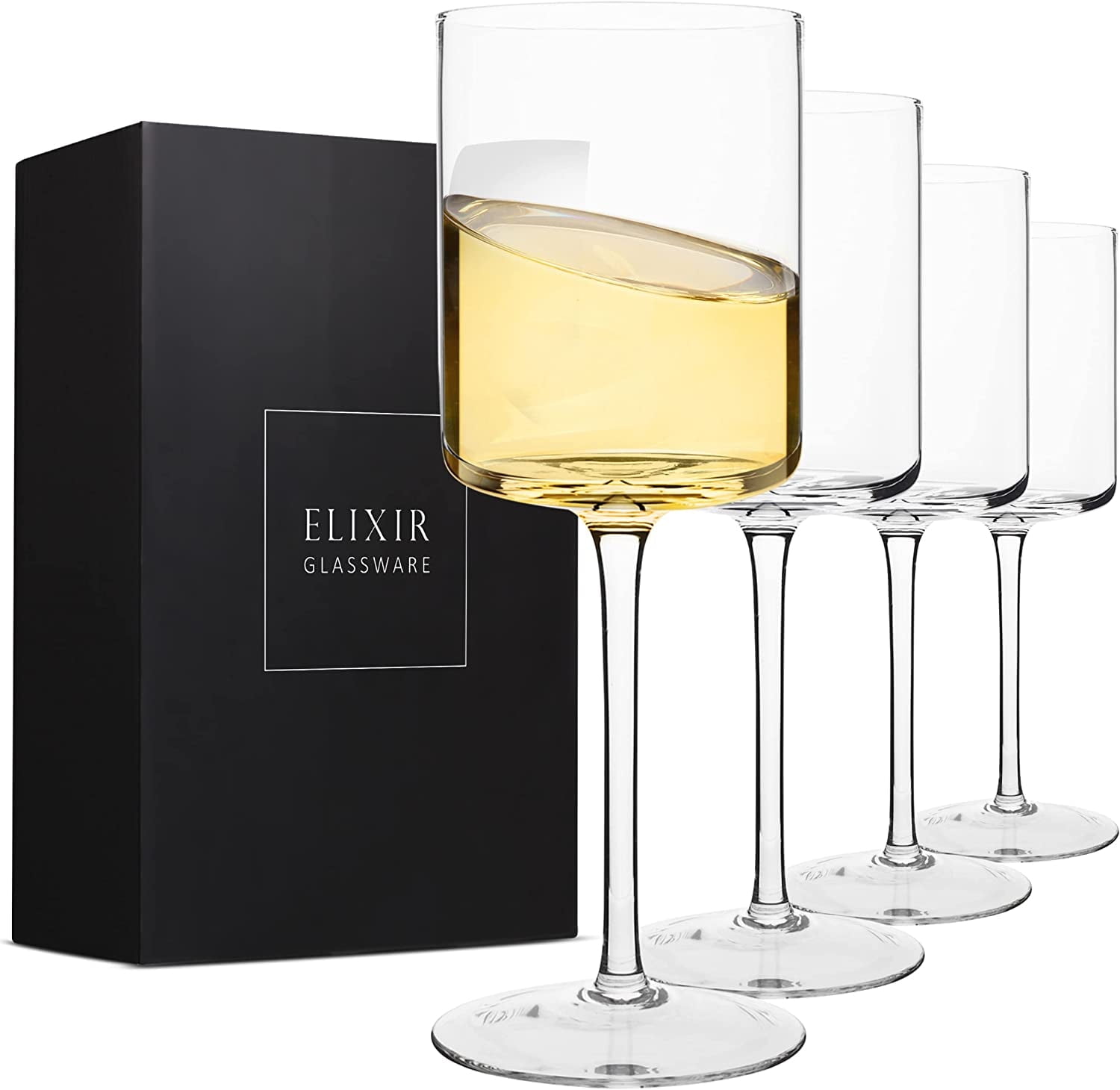 Elixir Glassware Set of 4 Crystal Square Wine Glasses - 14oz Red and White Wine, Modern Design, Perfect for Parties and Gifting - Walmart.com