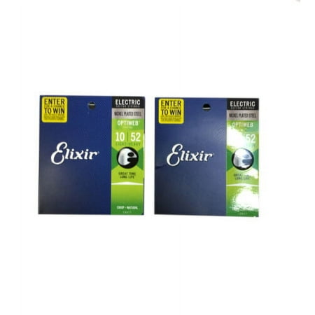 Elixir Guitar Strings Optiweb 2 Packs Electric Light Heavy 10-52 Great Tone
