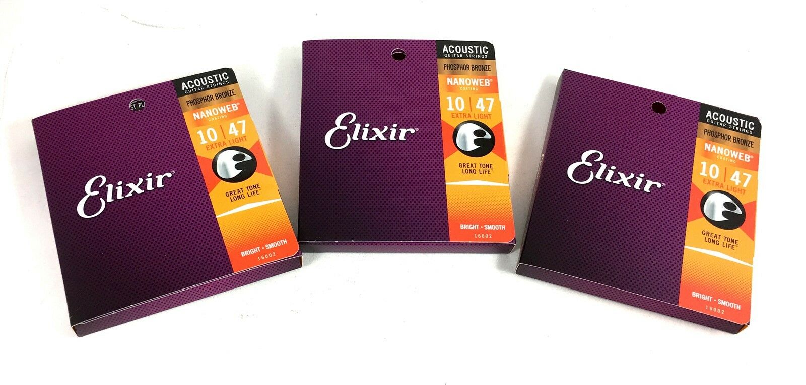 Elixir Guitar Strings Phosphor Bronze Nanoweb Extra Light 3 Pack