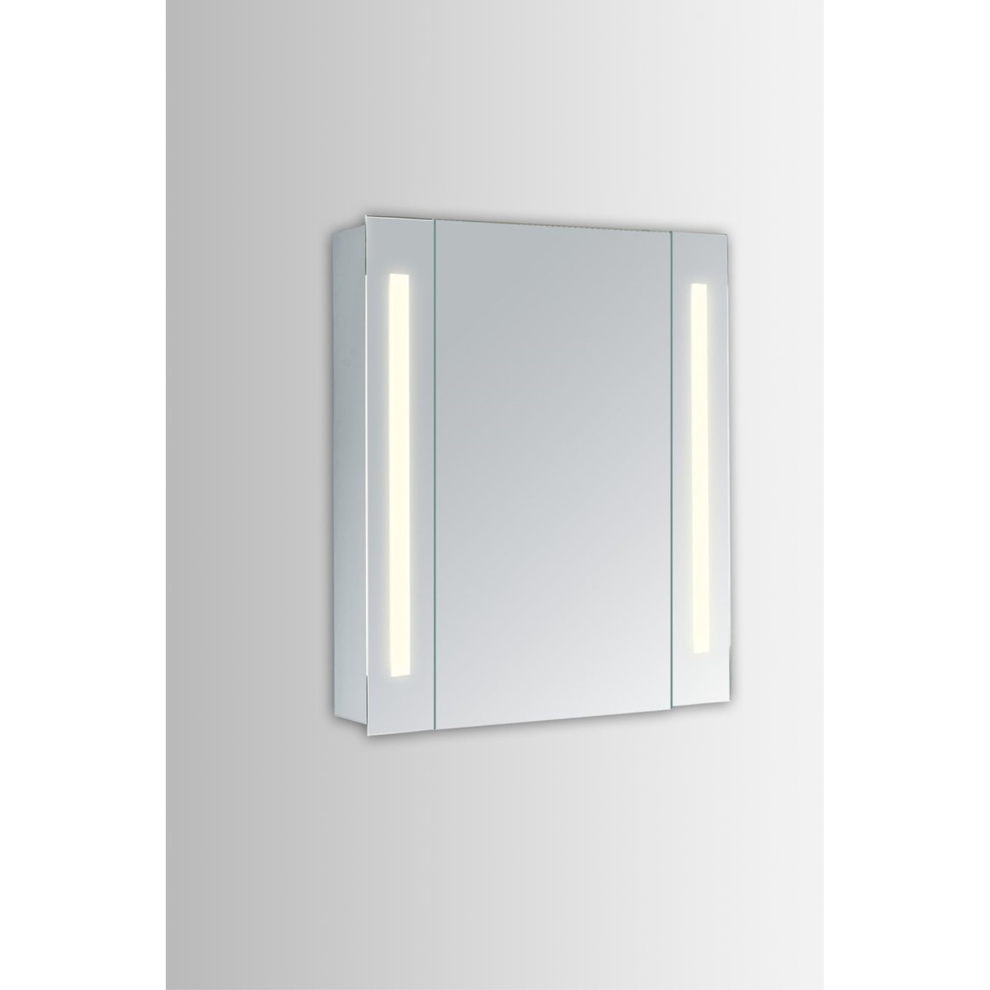 Silver Steel LED Mirror Cabinet with Glass Shelves