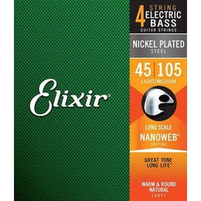 Elixir Strings 14077 Nanoweb Electric Bass Guitar Strings - .045-.105 Light/Medium Long Scale