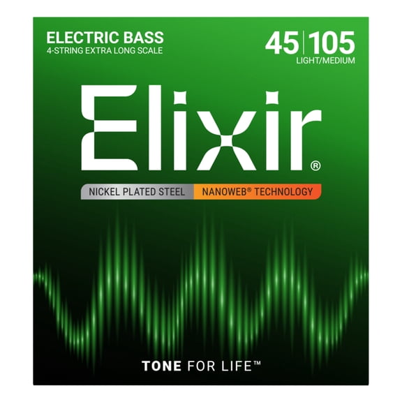Elixir Nickel Plated Nanoweb Steel Bass Guitar Strings