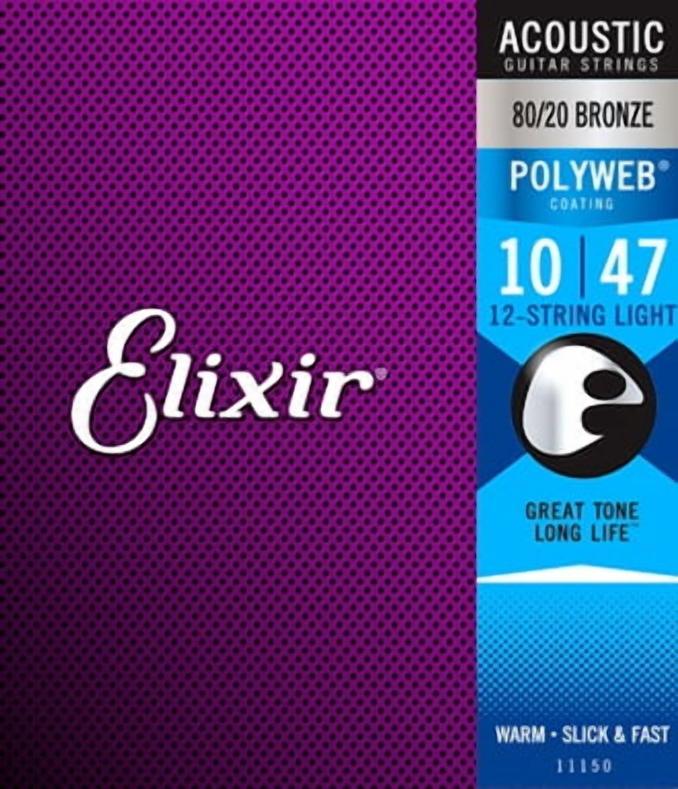 Elixir 11150-U PolyWeb 80-20 Bronze 12-String Light Acoustic Guitar Strings Set