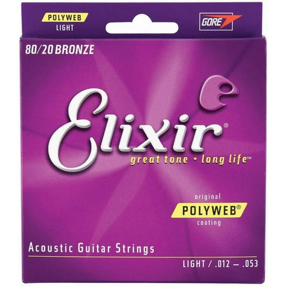 Elixir Polyweb 80-20 Bronze Light Acoustic Guitar Strings Set