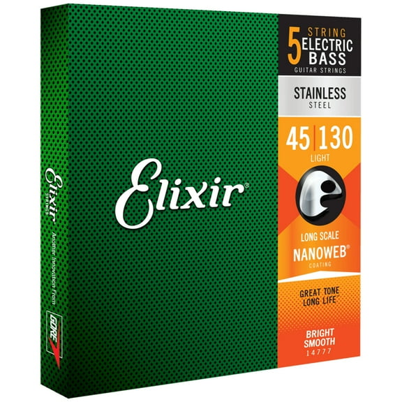 Elixir Stainless Steel Nanoweb 5-STRING Bass Guitar Strings