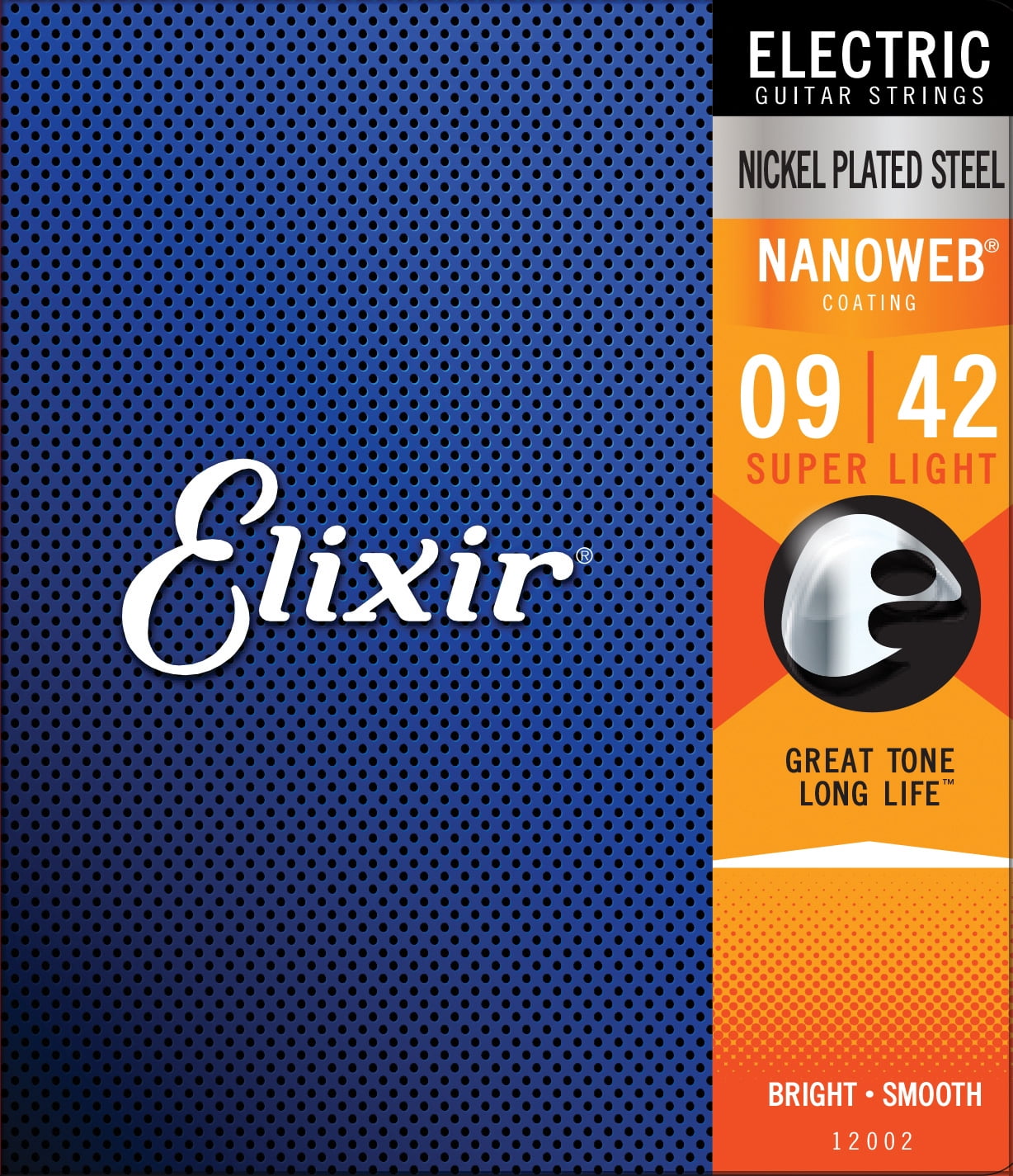 Elixir 12002 Nickel Plated Steel Electric Guitar Strings with NANOWEB, Super Light 9-42