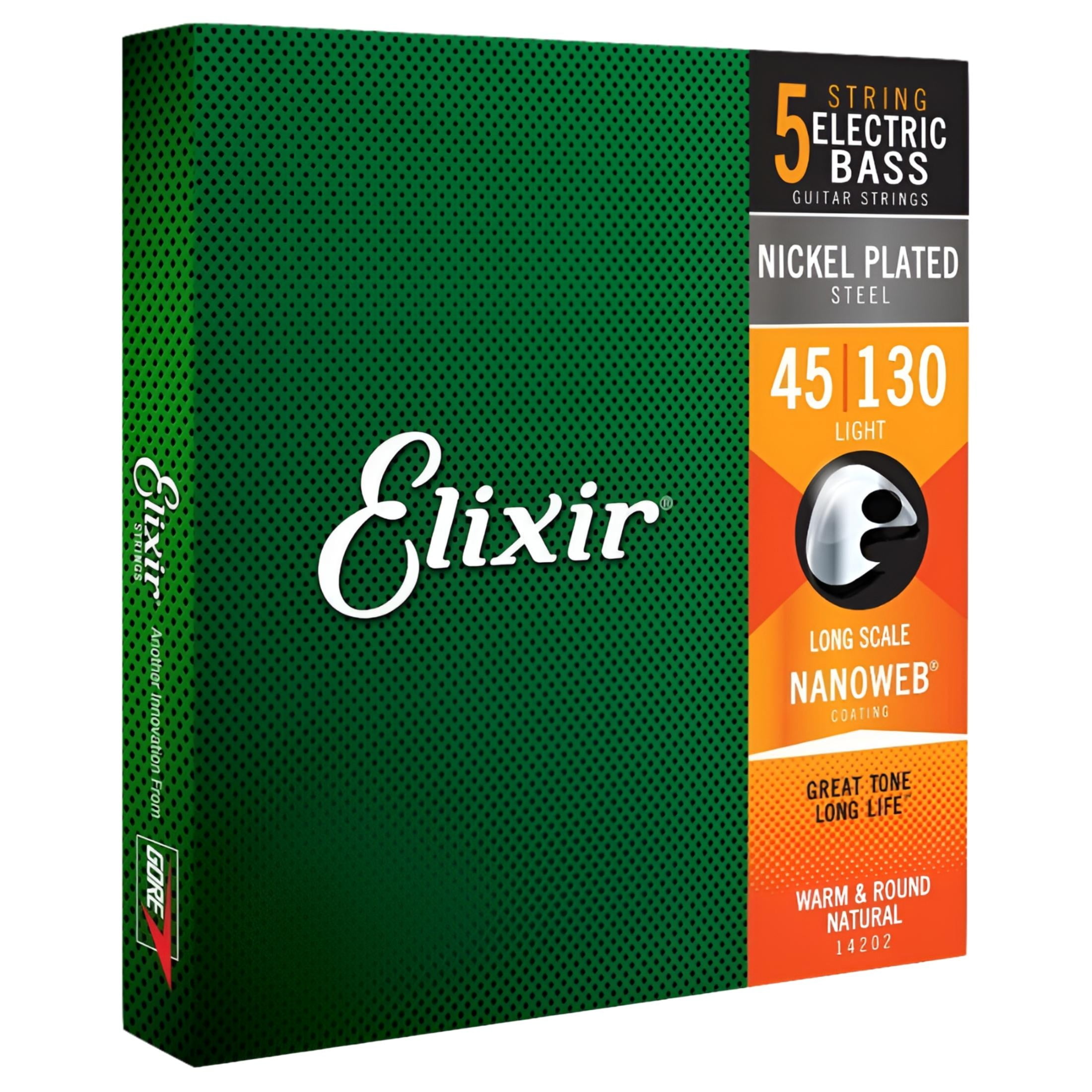 Elixir Strings 14202 Light Long Scale Nanoweb™ 5-String Set (45-130 ...