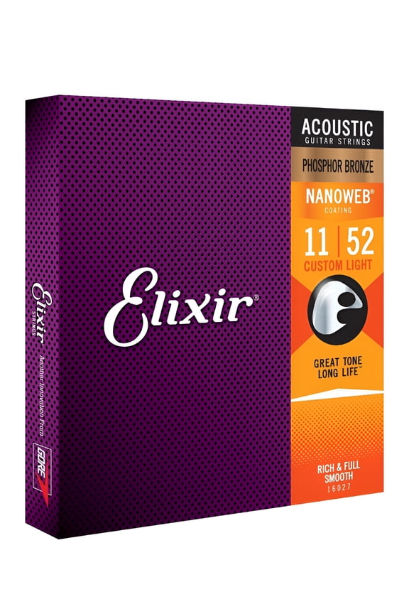 16027 Phosphor Bronze Ultra Thin NanoWeb Custom Light Acoustic Guitar Strings