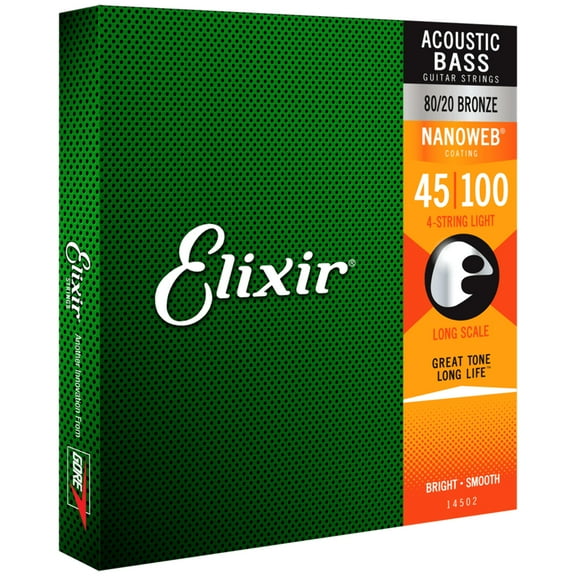 Elixir Strings Acoustic 80-20 Bronze Bass 4-String Set with Nanoweb Coating