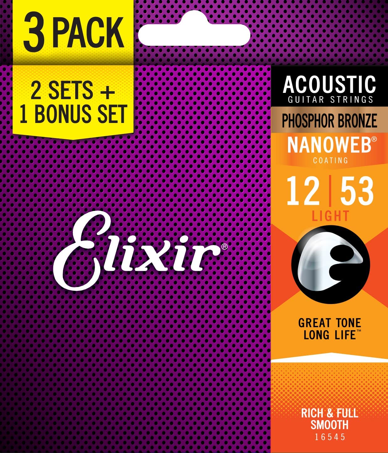 Elixir Strings, Acoustic Guitar Strings, Phosphor Bronze with NANOWEB