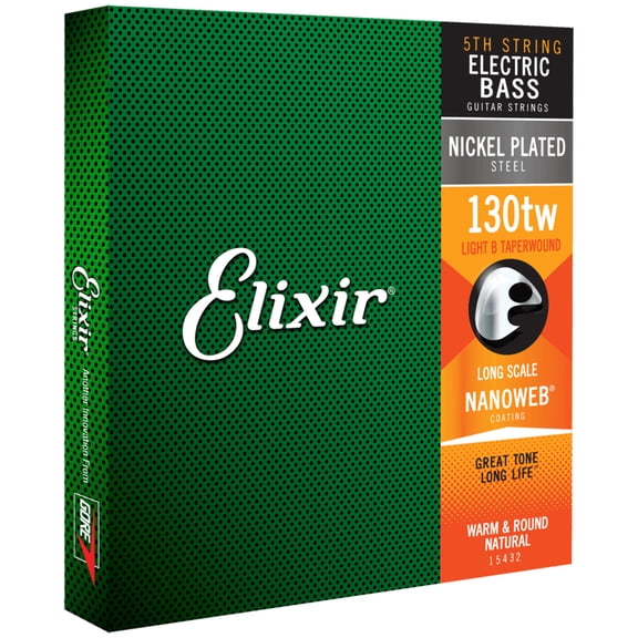 Elixir Nickel Plated Steel Single Bass String Long Scale Taperwound Light B .130