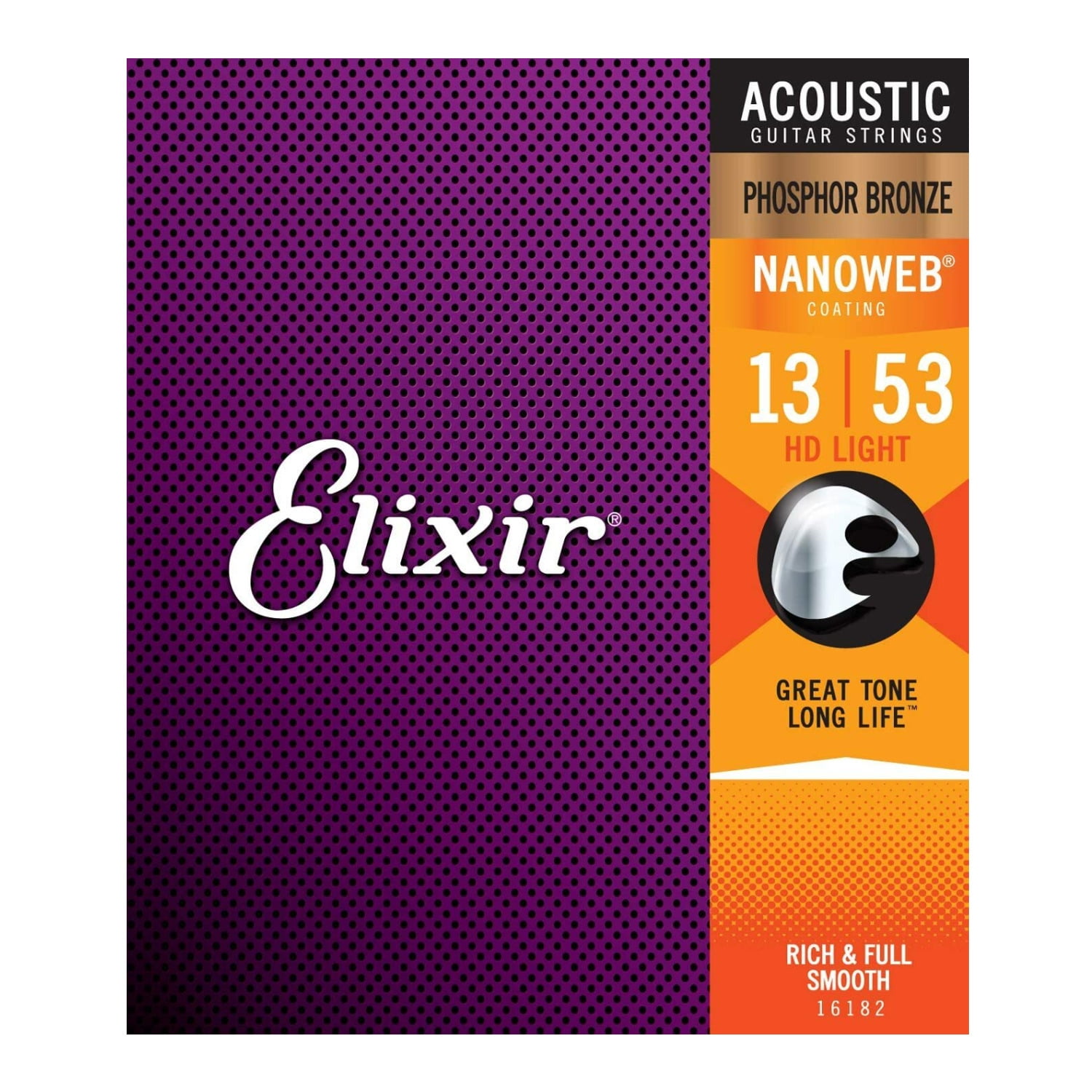 Elixir Phosphor Bronze Acoustic Guitar Strings, NANOWEB, HD Light (.013-.053)