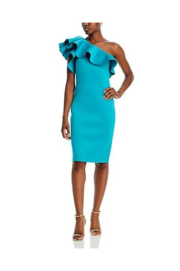 JADE Women's One Shoulder Ruffled Dress, US 14