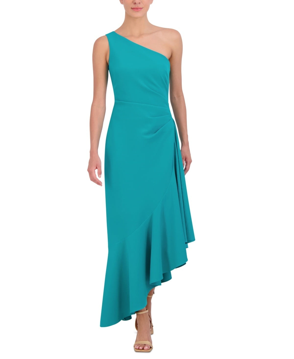 strapless open back dress One Shoulder Satin Bow Scuba Crepe Maxi Dress - Navy