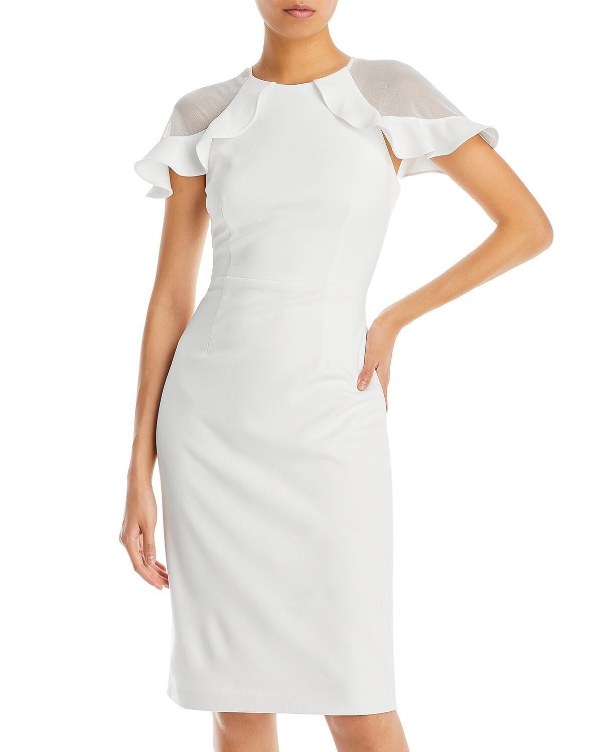 Eliza J Women's Ruffle Sleeve Cocktail Dress White Size 6 B4HP $158 -  Walmart Business Supplies