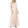 thumbnail image 1 of Eliza J Womens Faux-Feather Off-Shoulder Gown Dress, Pink, Petite, 6P, 1 of 1