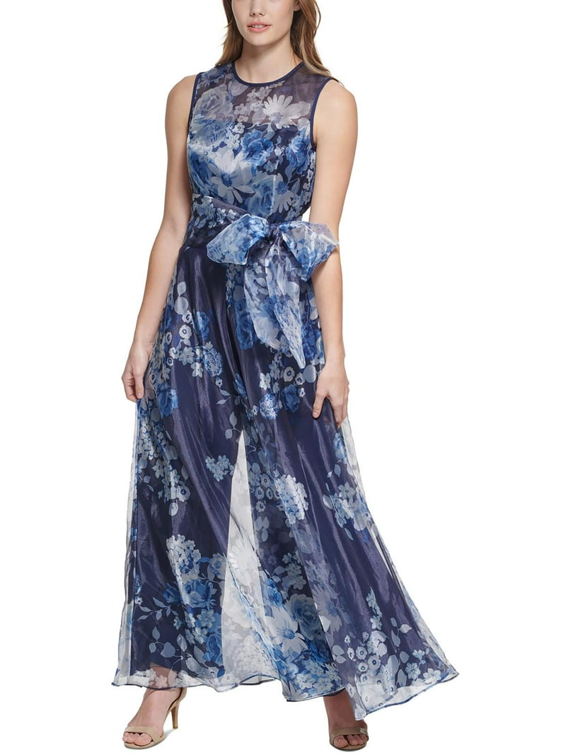 eliza j organza dress Eliza J Womens Gown Style Floral Organza Sleeveless Jewel Neck Special  Occasion Dress, Ivory Multi, 4 US at Amazon Women's Clothing store