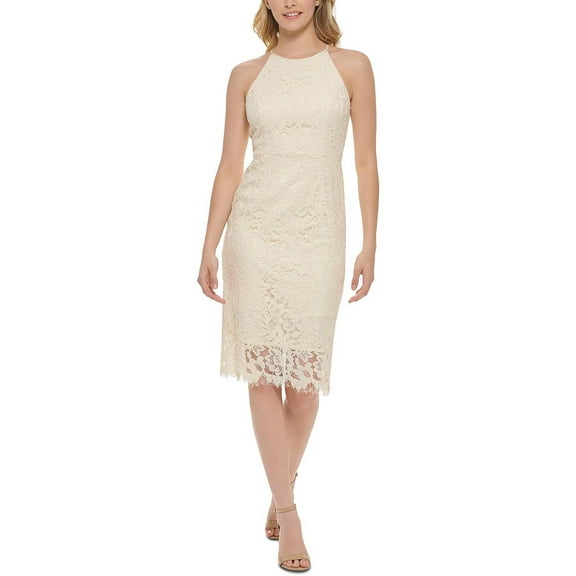 Eliza J Womens Petites Lace Knee-Length Halter Dress
