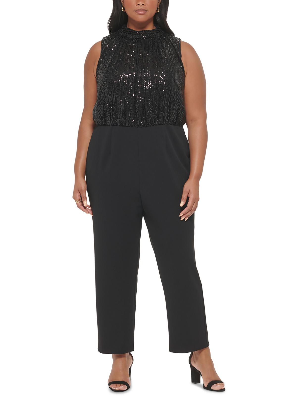 Eliza J Women's Long Sleeve Sequin Jumpsuit - V-Neck Wrap Style Dress