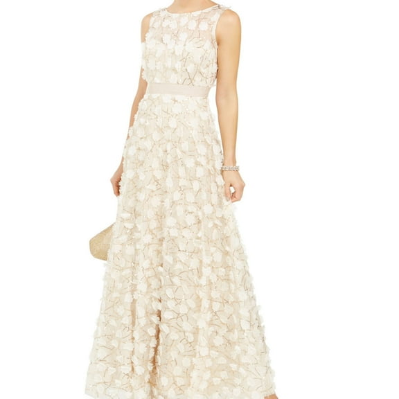 Eliza J Womens Floral Gown Dress, Beige, 6
