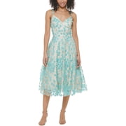 Eliza J Womens V-Neck Knee-Length Fit & Flare Dress