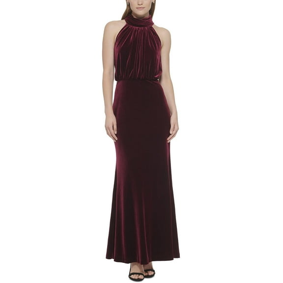 Eliza J Womens Velvet Mock Neck Evening Dress