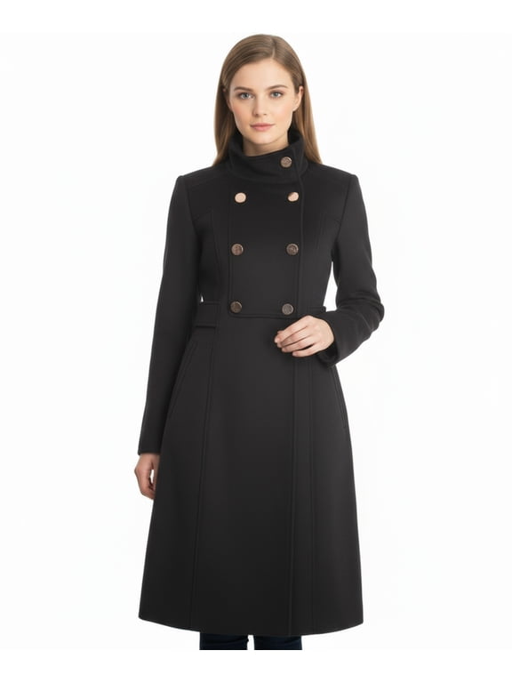 Wool Blend Military Walker Coat