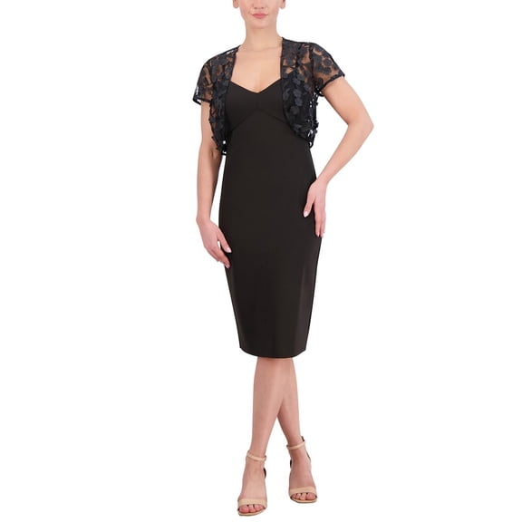 Eliza J womens  3D Flower Midi Dress, 4, Black