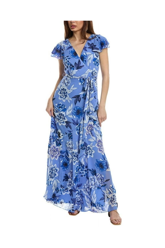 womens Chiffon Maxi Dress, 4, Blue