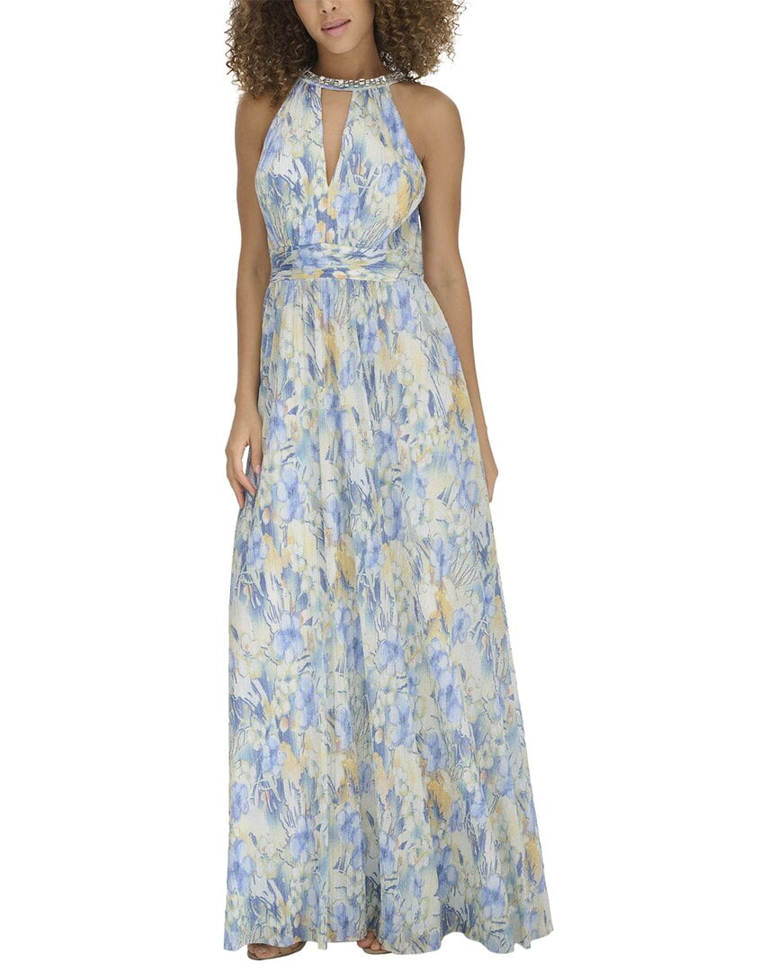 Eliza J womens Printed Metallic Gown, 6, Blue - Walmart Business Supplies