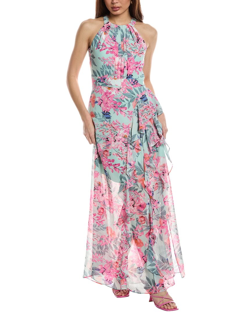Eliza J womens Ruffle Chiffon Maxi Dress, 0, Green - Walmart Business  Supplies
