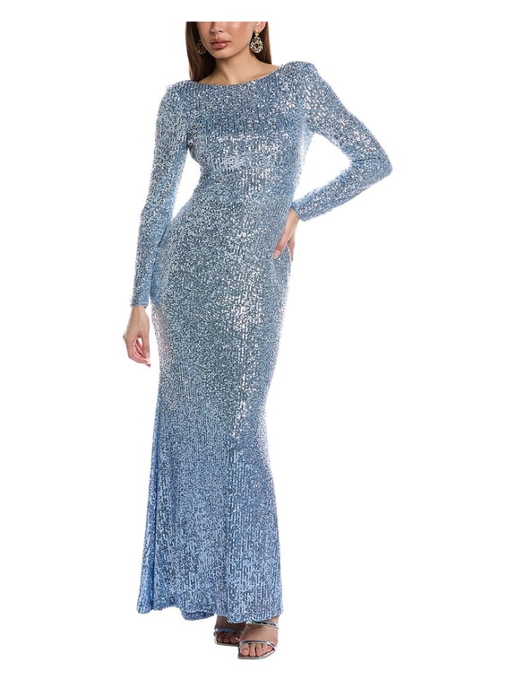 womens Sequin Maxi Dress, 2, Metallic